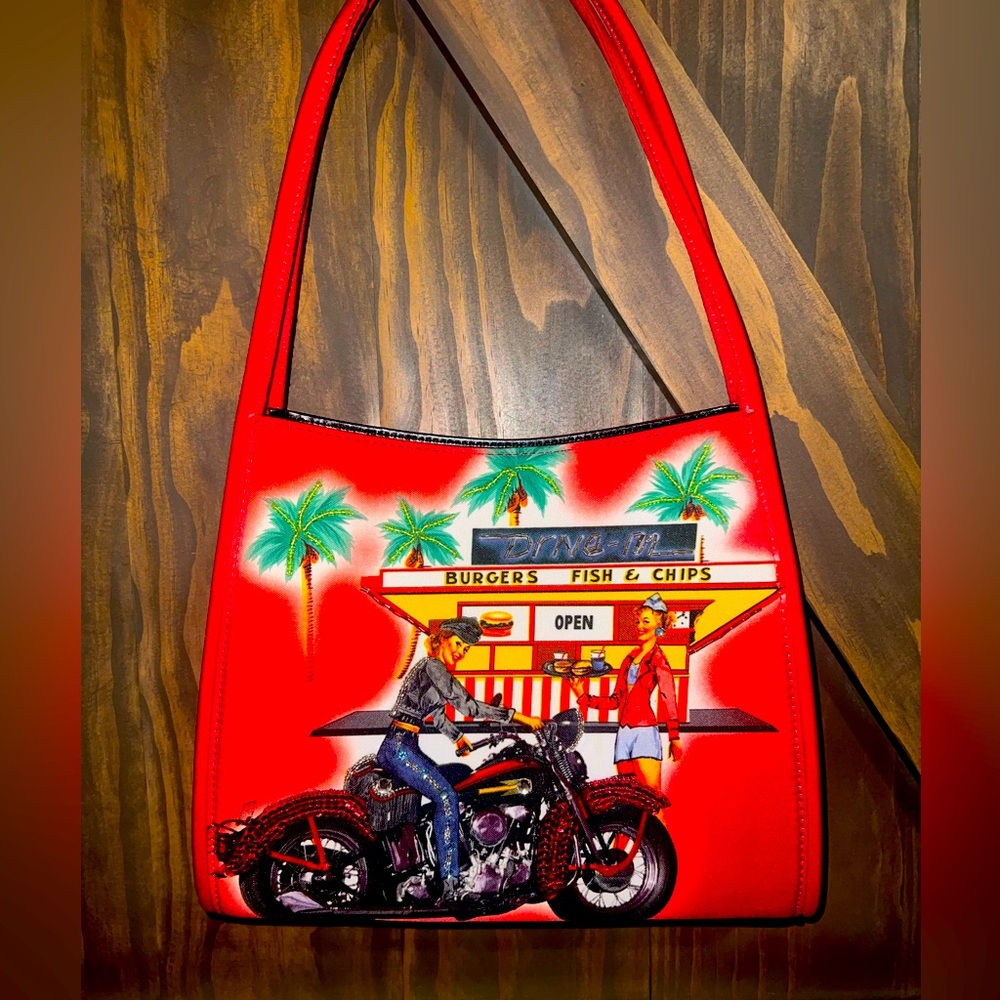 Vintage Red Pinup Girl Drive-In Purse